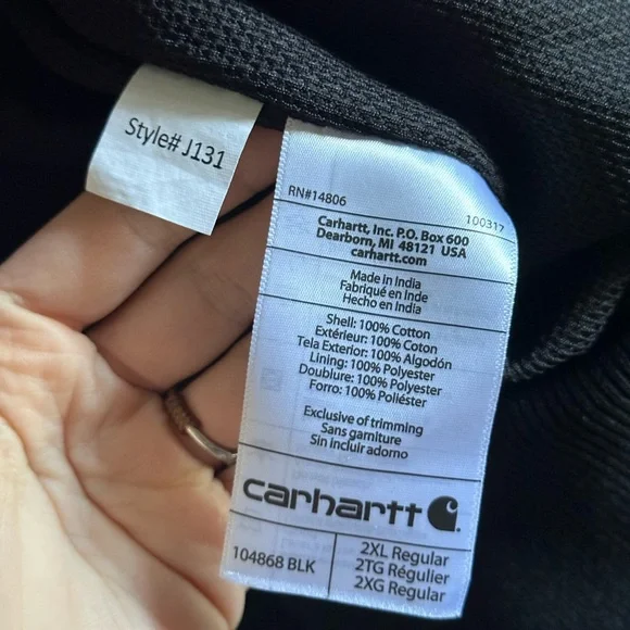 Carhart loose fit black hooded jacket 0J0131m  sz - 2XL - Picture 11 of 12